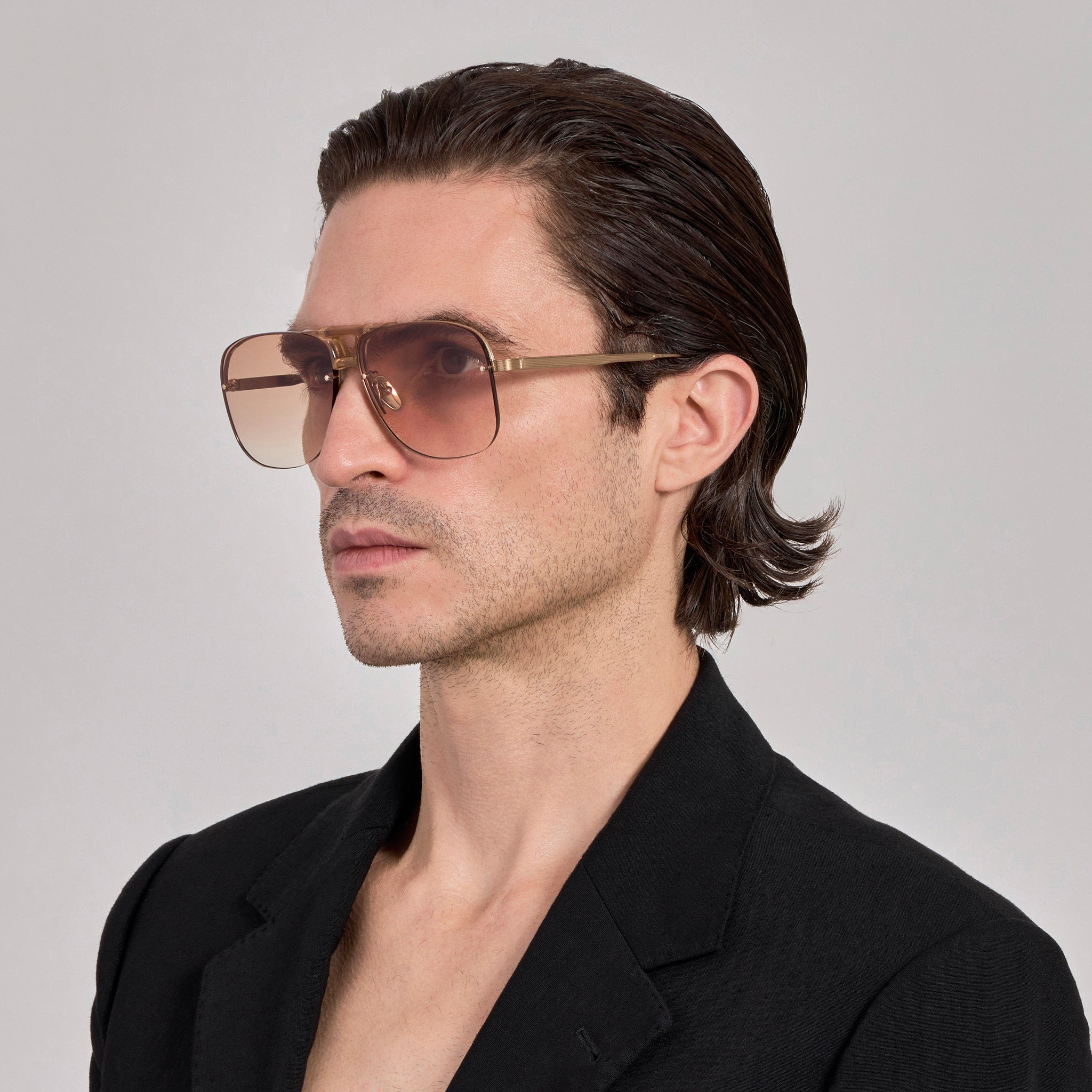 Skye Sunglasses in 22K Gold and Camel - LINDA FARROW - Sunglasses - 