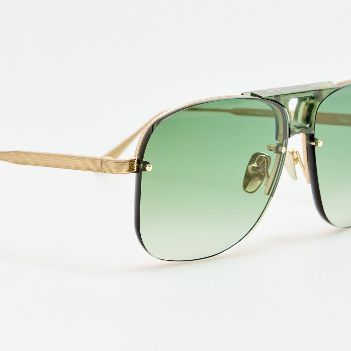 Skye Sunglasses in Matt Champagne in Greeen - LINDA FARROW-Sunglasses-