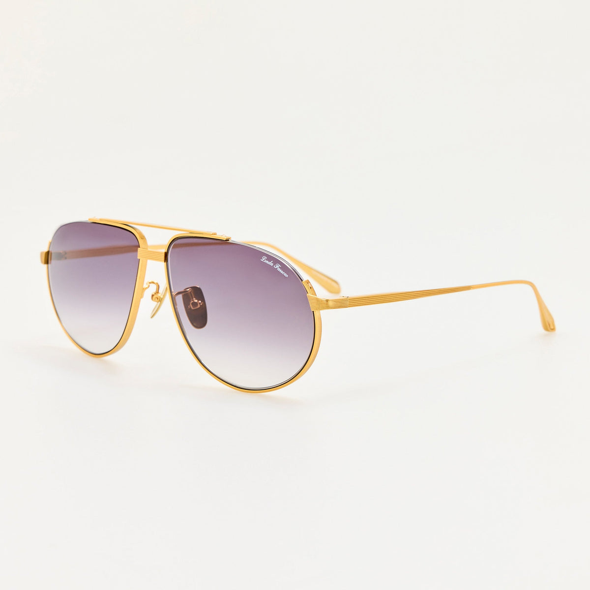 Stevie Sunglasses in 22K Gold and Grey - LINDA FARROW-Sunglasses-
