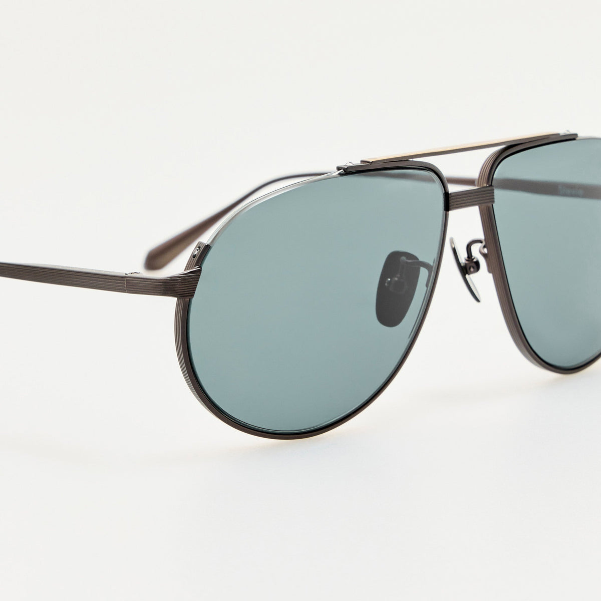 Stevie Sunglasses in Matt Nickel and Grey - LINDA FARROW-Sunglasses-