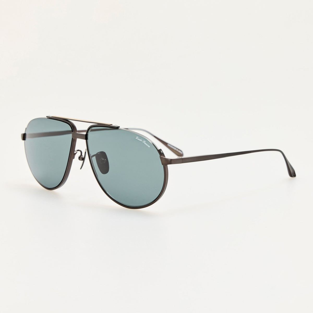 Stevie Sunglasses in Matt Nickel and Grey - LINDA FARROW-Sunglasses-