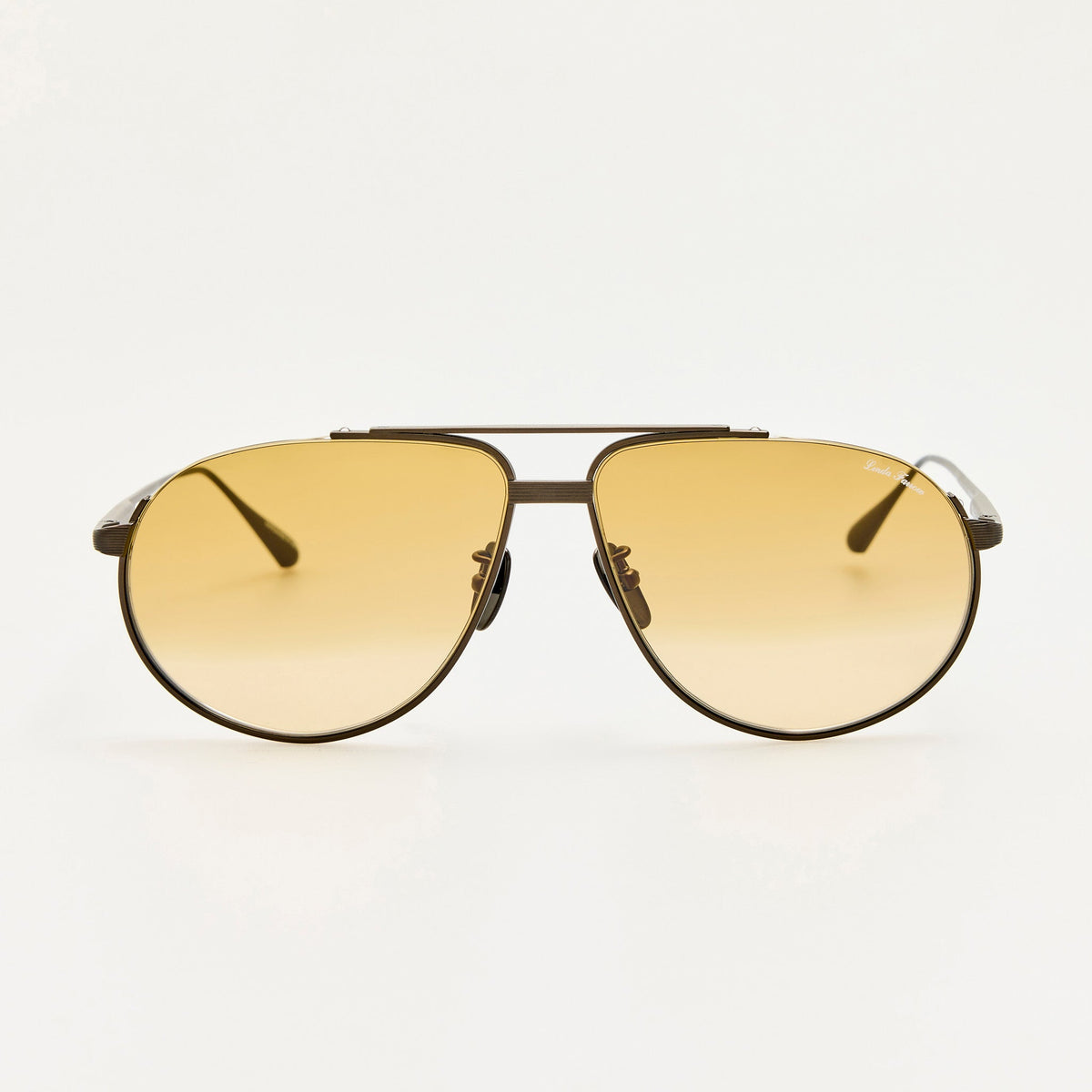 Stevie Sunglasses in Nickel and Straw - LINDA FARROW-Sunglasses-