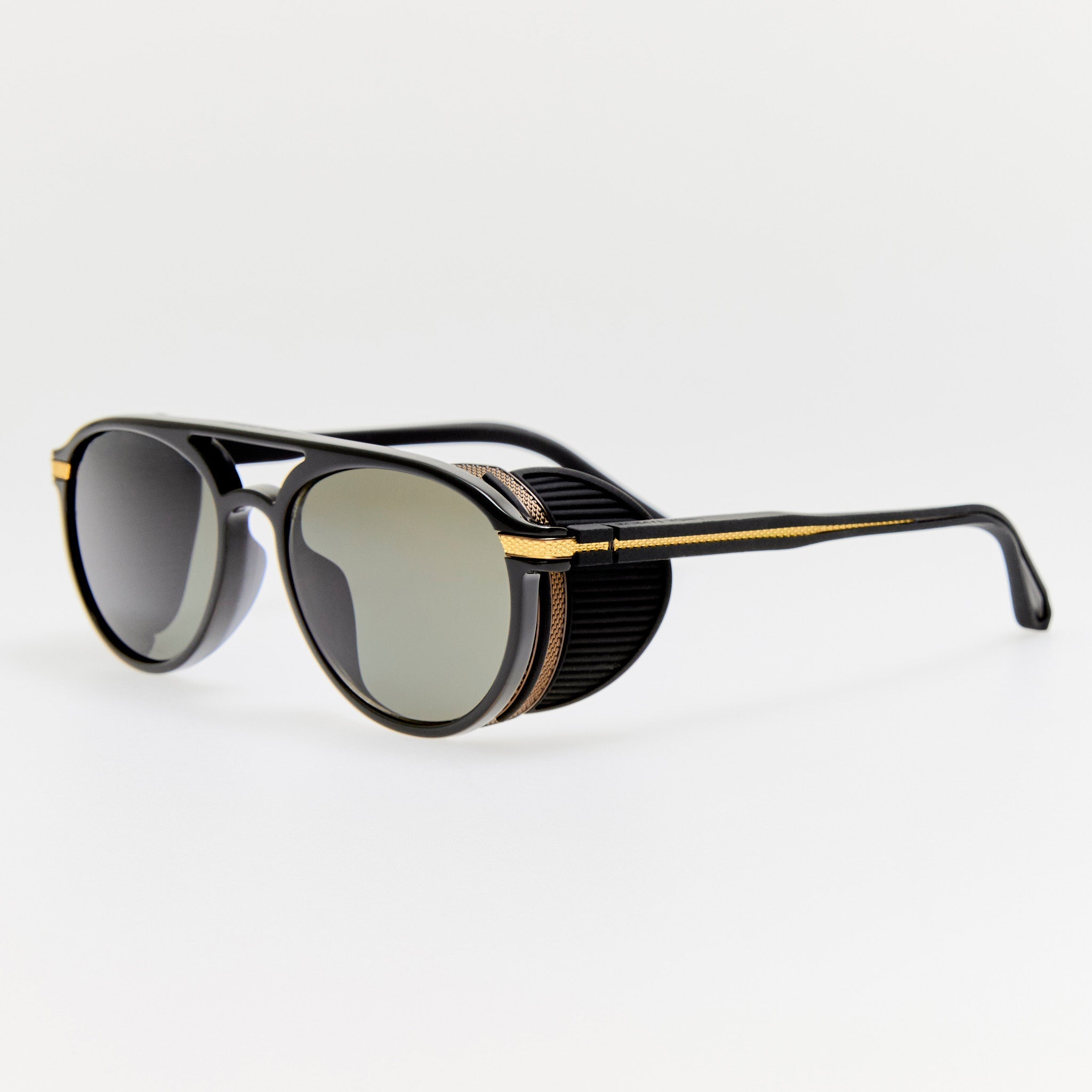 Sutton Explorer Sunglasses in 22K Gold and Black - LINDA FARROW-Sunglasses-