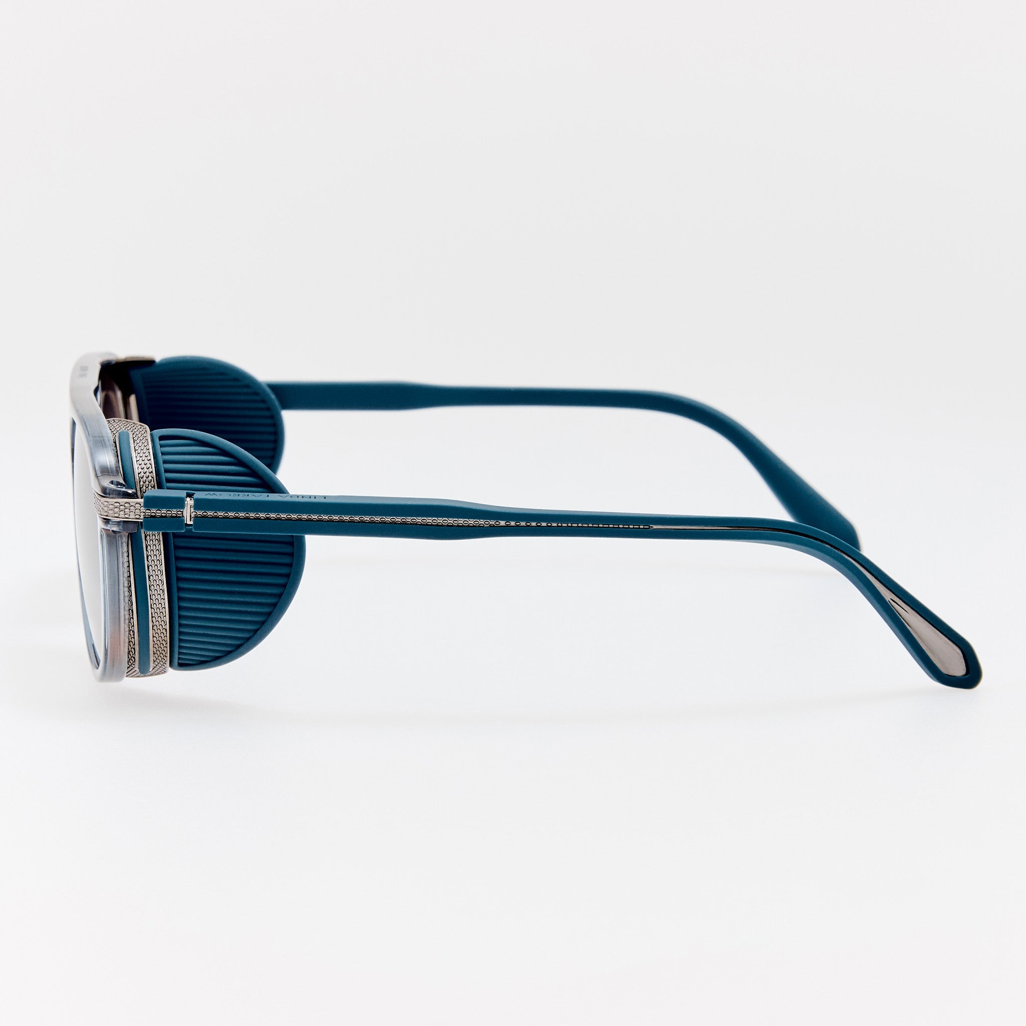 Sutton Explorer Sunglasses in Antique White Gold and Navy - LINDA FARROW-Sunglasses-
