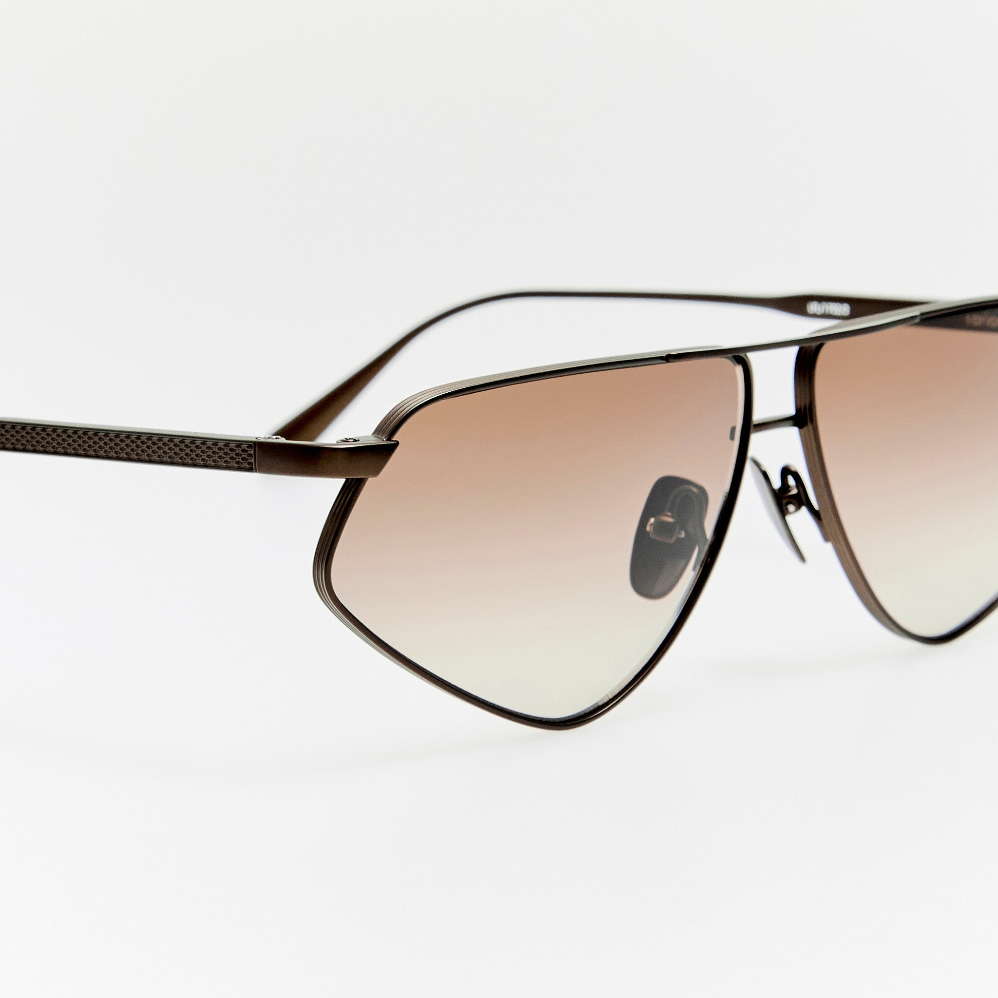 Tarian Sunglasses in Matt Nickel and Mocha - LINDA FARROW - Sunglasses - 