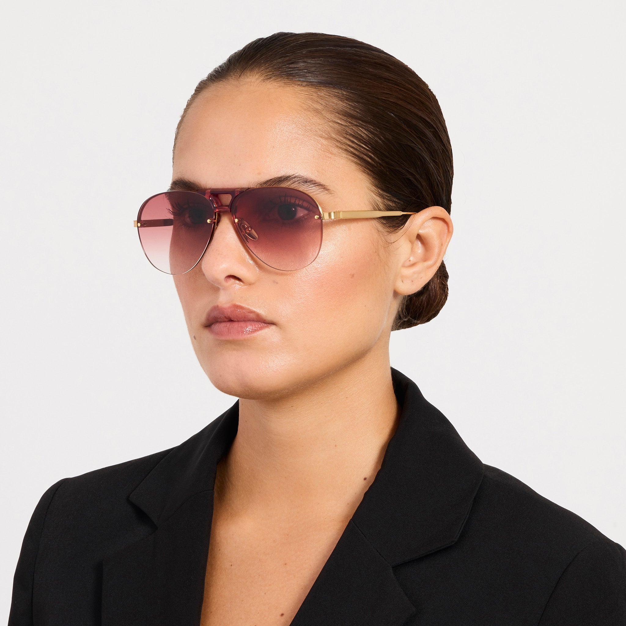Taya Sunglasses in 22K Gold and Red - LINDA FARROW - Sunglasses - 