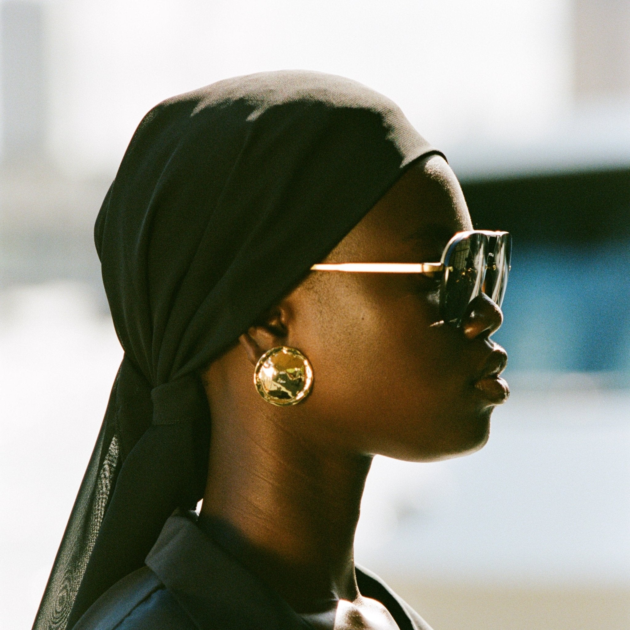 Taya Sunglasses in Matt Nickel and Black - LINDA FARROW-Sunglasses-