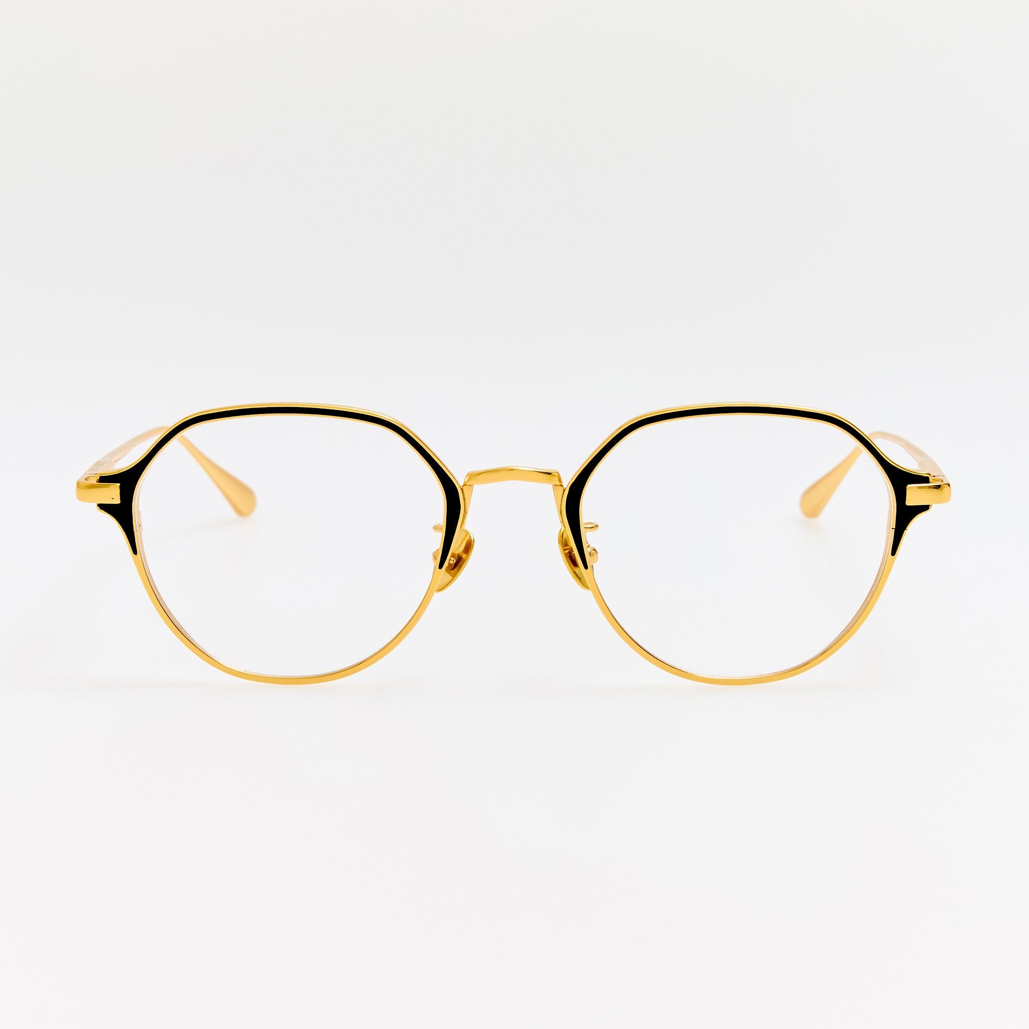 Wilson Optical in Satin Black and 22K Gold - LINDA FARROW - Optical Frame - 