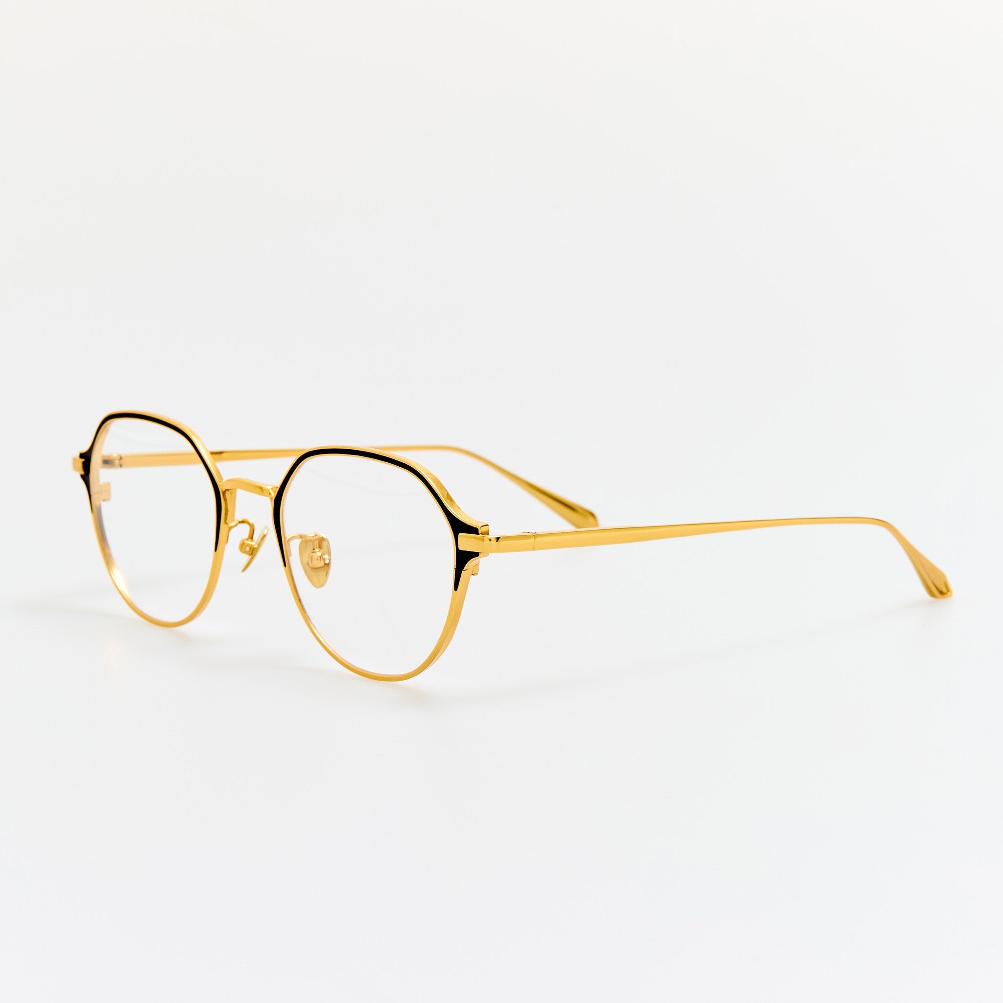 Wilson Optical in Satin Black and 22K Gold - LINDA FARROW - Optical Frame - 