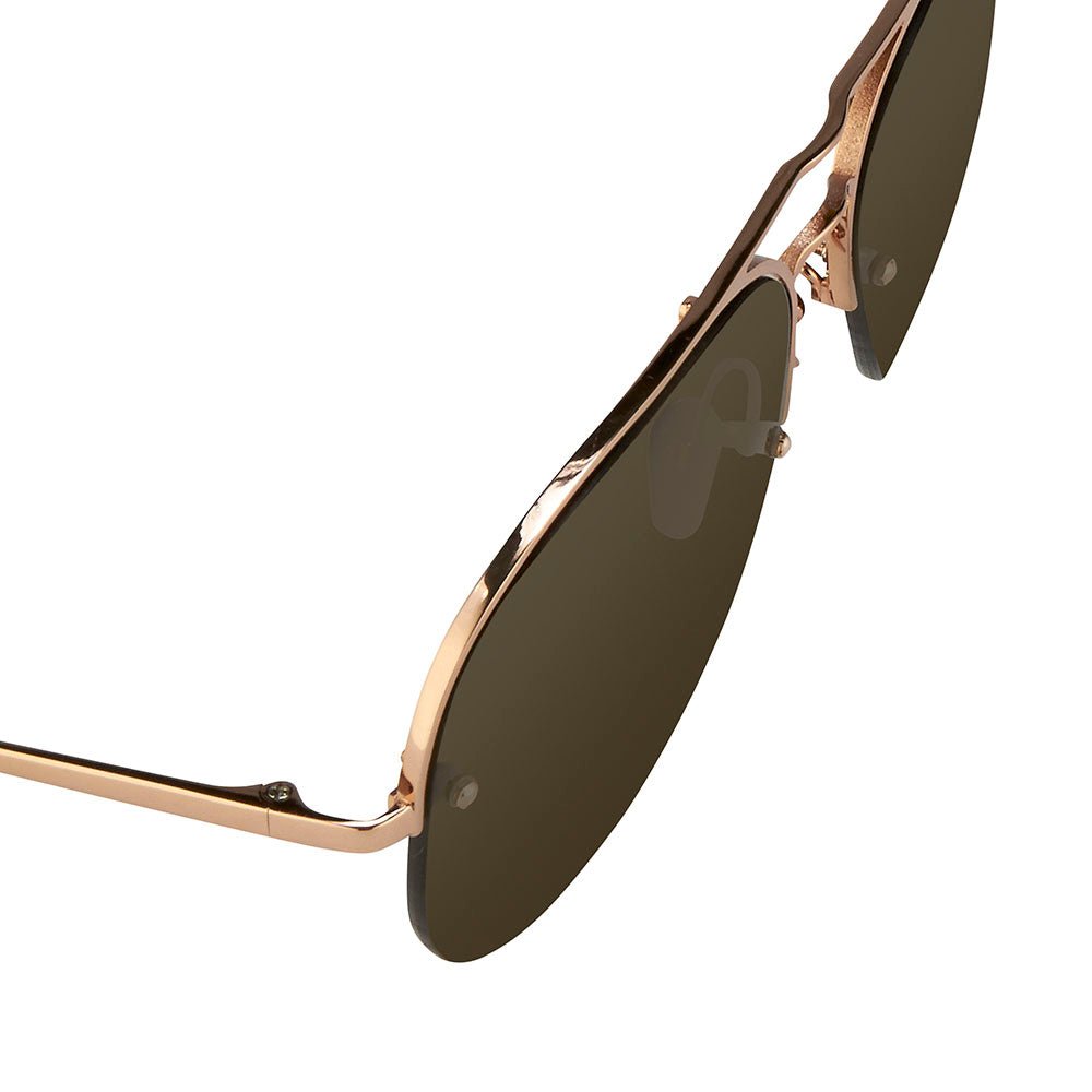 Aviator Sunglasses in 18K Rose Gold and Brown - LINDA FARROW - Sunglasses - 