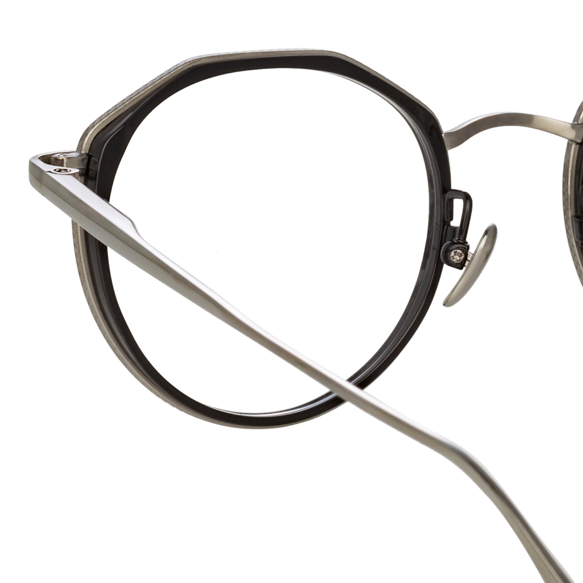 Cesar Optical Frame in 22K White Gold and Black - LINDA FARROW - Optical Frame - 