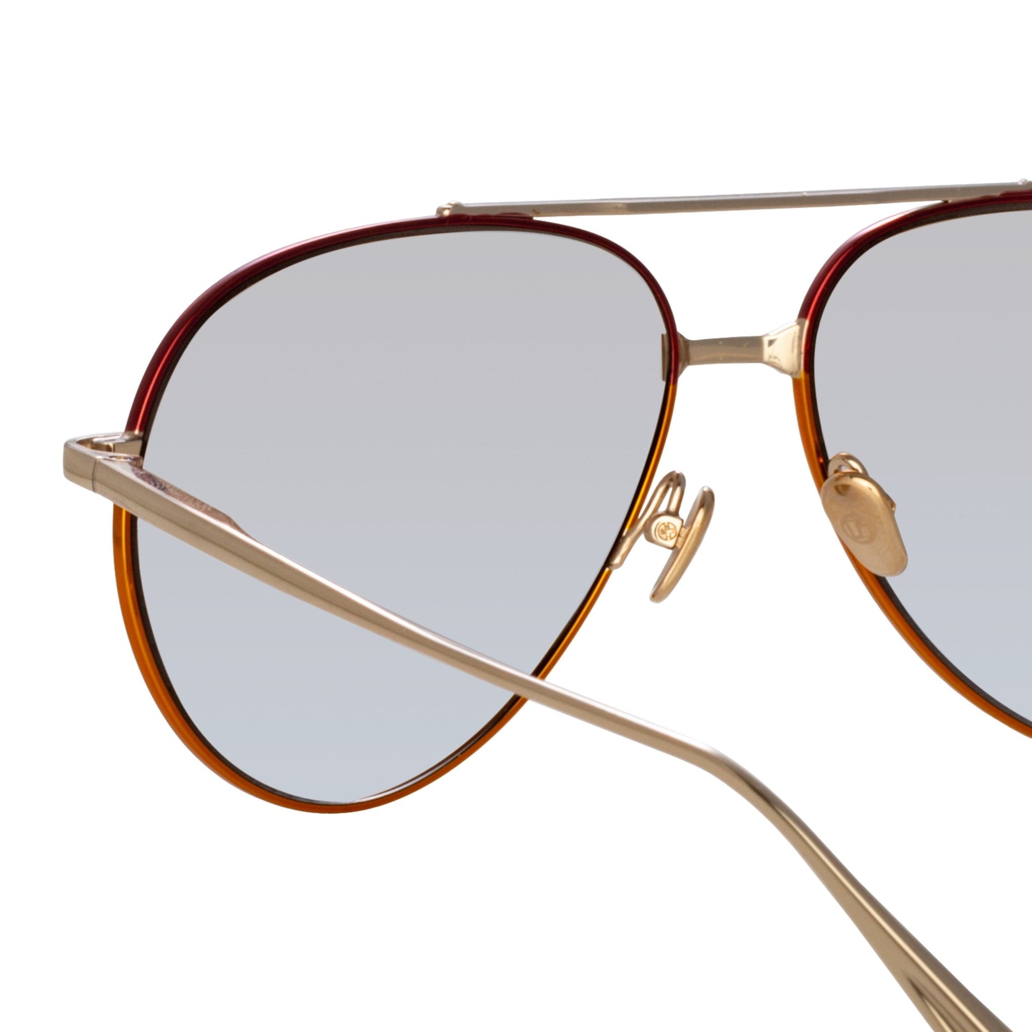 Marcelo Sunglasses in 22K Gold and Blue - LINDA FARROW - Sunglasses - 