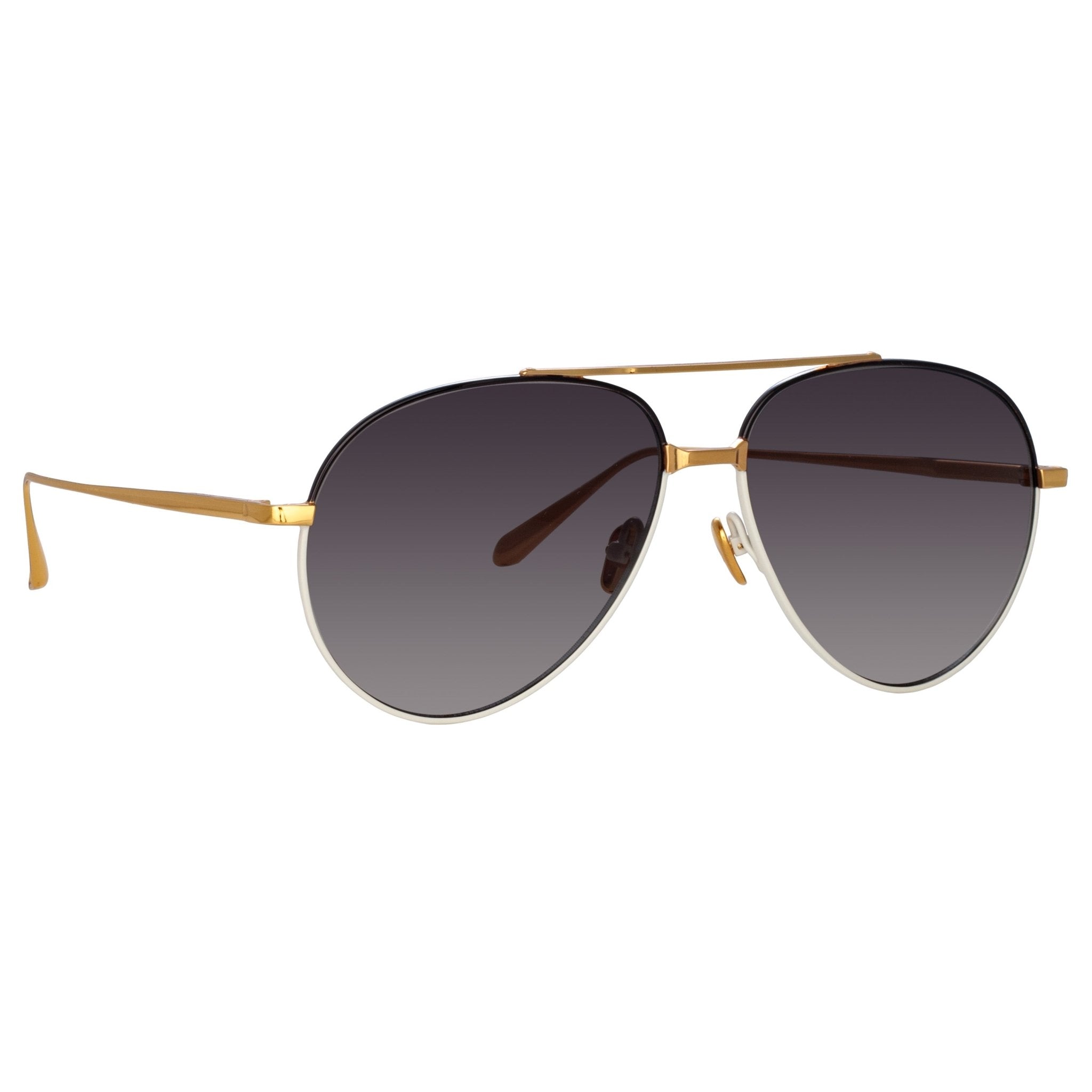 Marcelo Sunglasses in 22K Gold and Grey Gradient - LINDA FARROW - Sunglasses - 