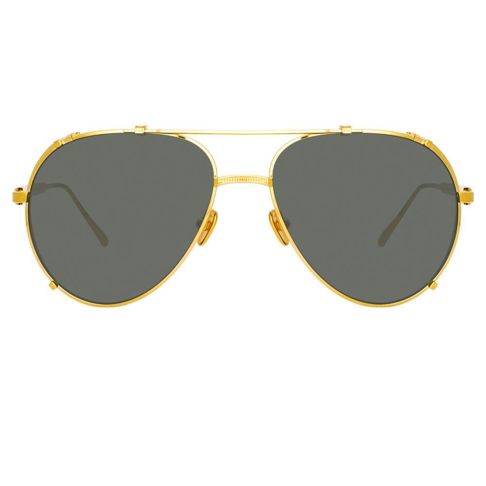 Newman Sunglasses in 22K Yellow Gold - LINDA FARROW - Sunglasses - 